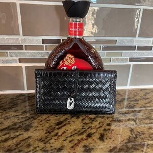 Brighton Black Woven Leather Wallet EUC